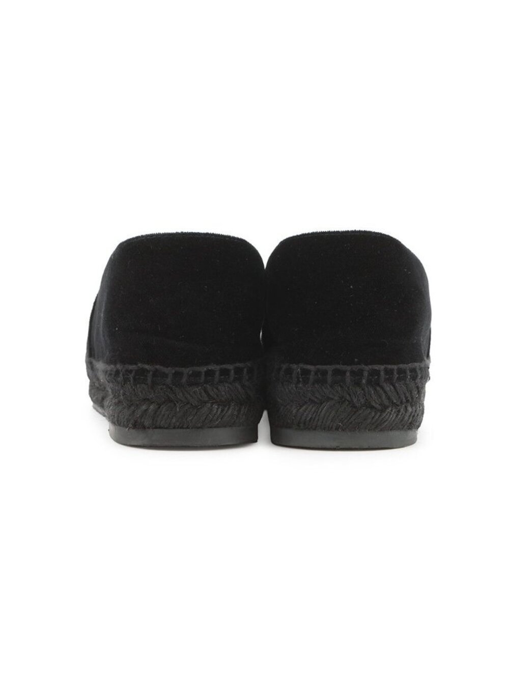 Chanel Espadrilles CC Logo Flat Shoes Velvet Raffia 39c Slip on Black - Picture 3 of 10